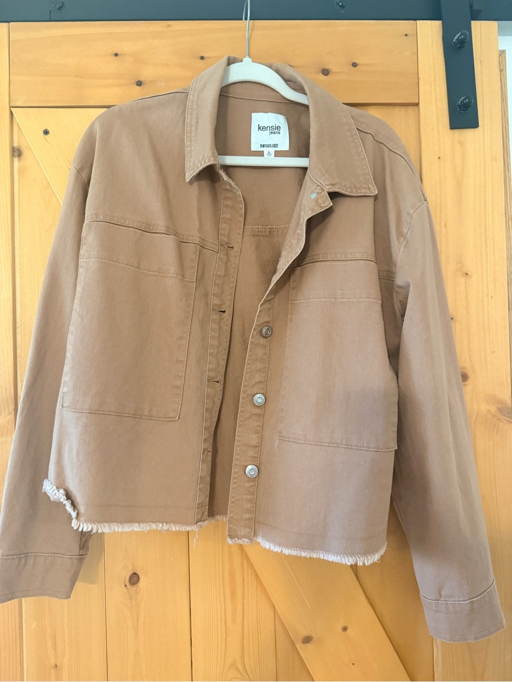Kensie Women's Tan Cropped Denim Jacket